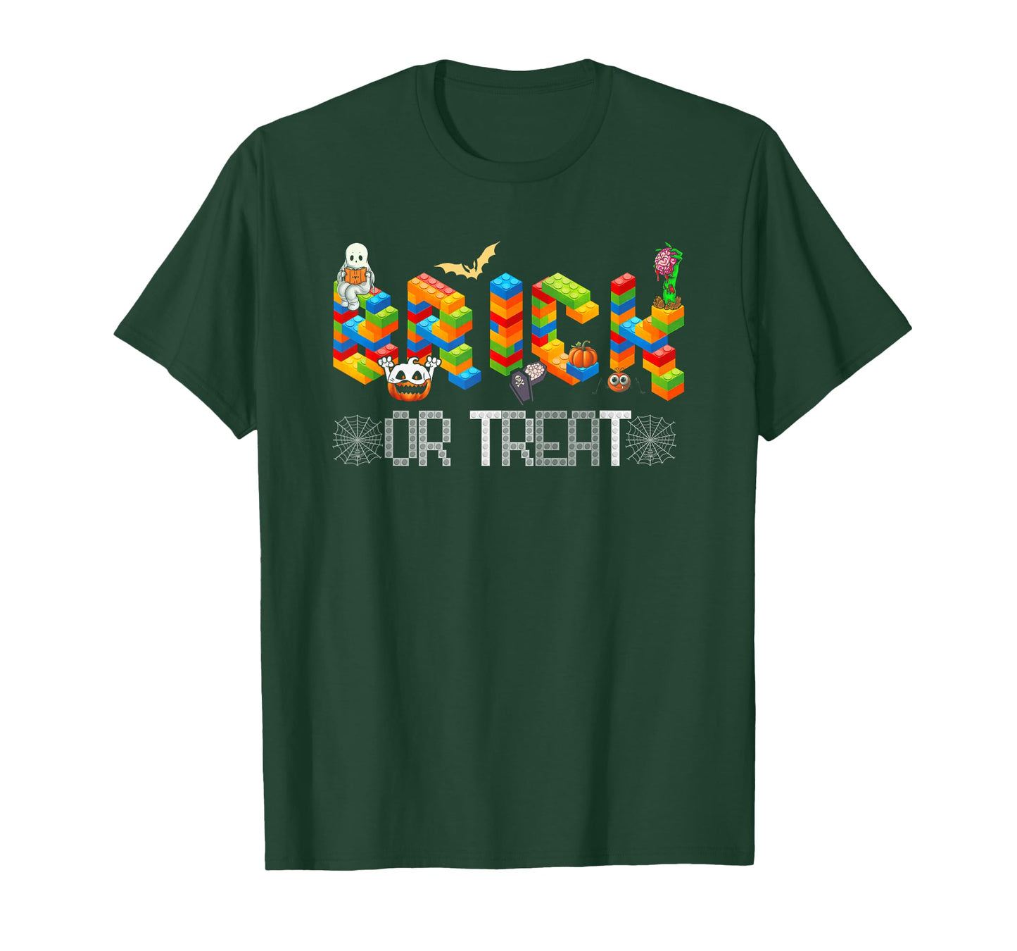 Block Building Halloween Brick Or Treat Kids Master Builder T-Shirt