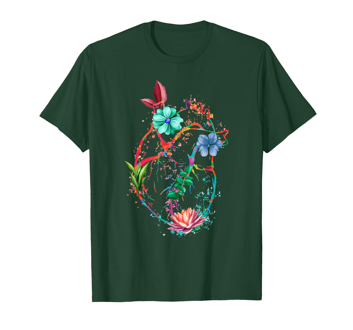 Anatomical Heart And Flowers Funny Men Women Cardiologist T-Shirt