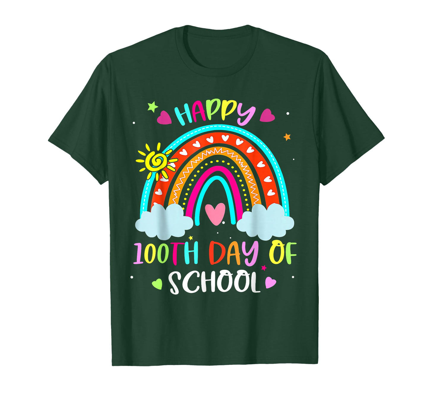 100th Day of School Rainbow Happy 100 Days Smarter Teacher T-Shirt