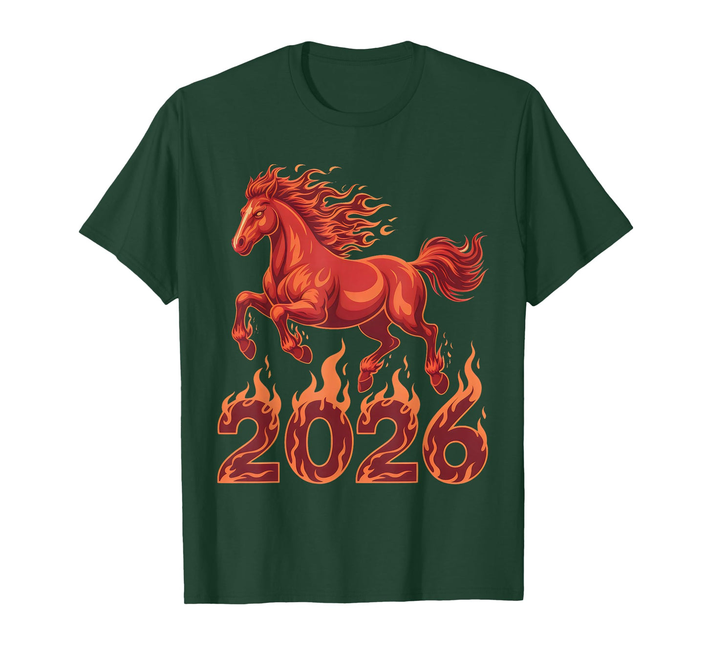 Year of The Fire Horse 2026 Chinese Zodiac Rearing Horse T-Shirt