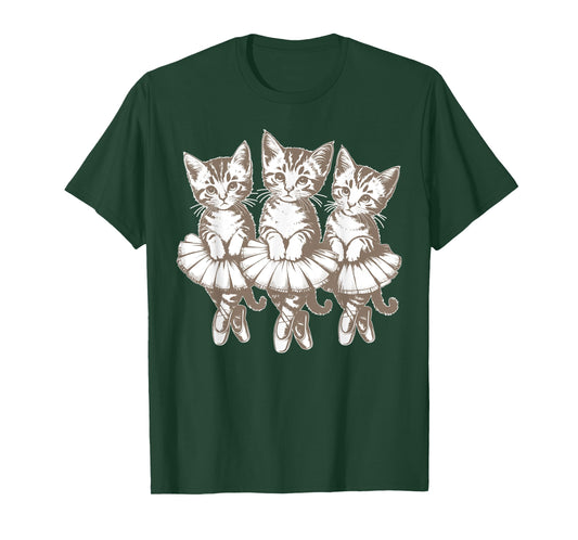 Ballet Dancing Cats Ballerina Girls Women Vintage Ballet T-Shirt