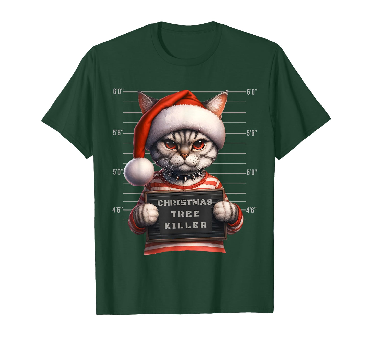 Christmas Cat Mugshot - Christmas Tree Killer T-Shirt for Men Women