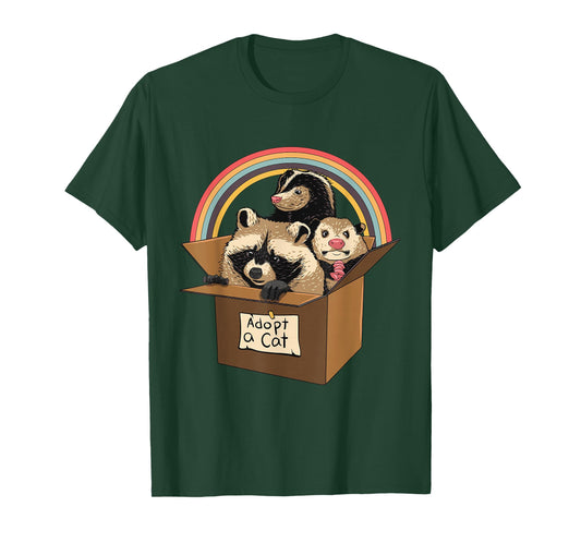 Adopt a Cat Raccoon Opossum Skunk Street Cat Trash Panda T-Shirt
