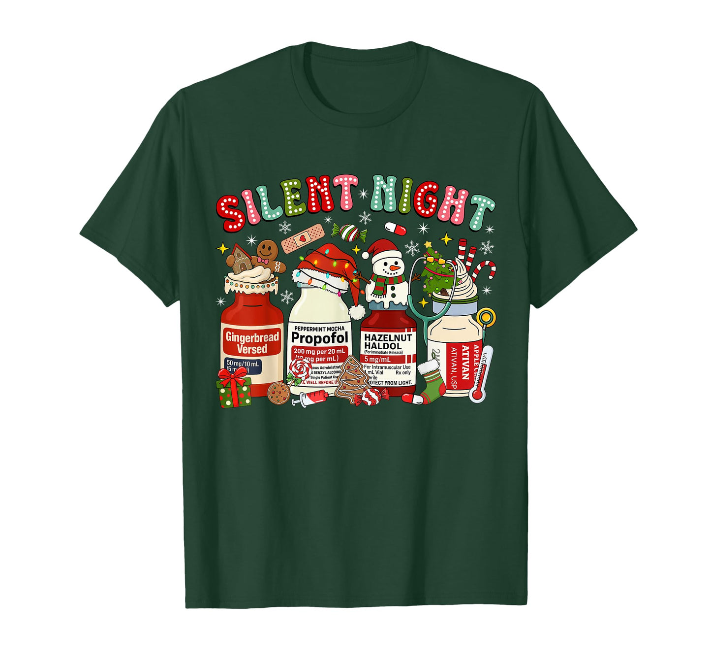 Christmas Nurse Peppermint Mocha Propofol ICU RN ED ER Nurse T-Shirt
