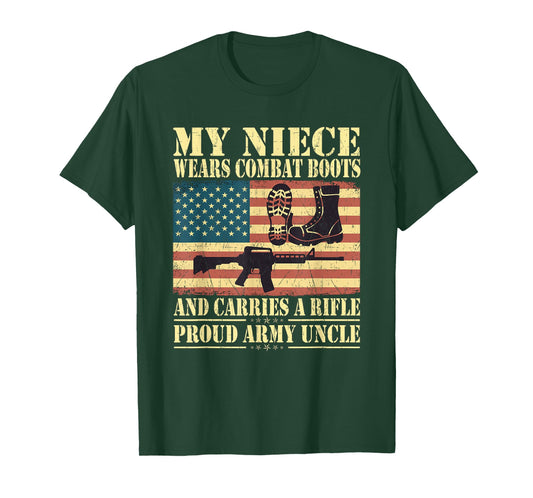 My Niece Wears Combat Boots Proud Army Uncle Military Family T-Shirt