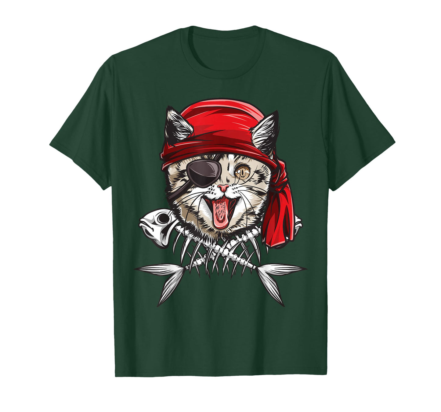 Cat Pirate Boys Men Jolly Roger Flag Skull and Crossbones T-Shirt
