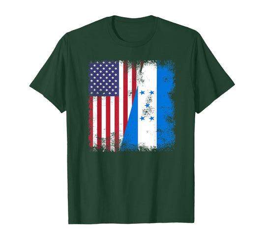Half Honduran Flag | Vintage Honduras USA Gift T-Shirt