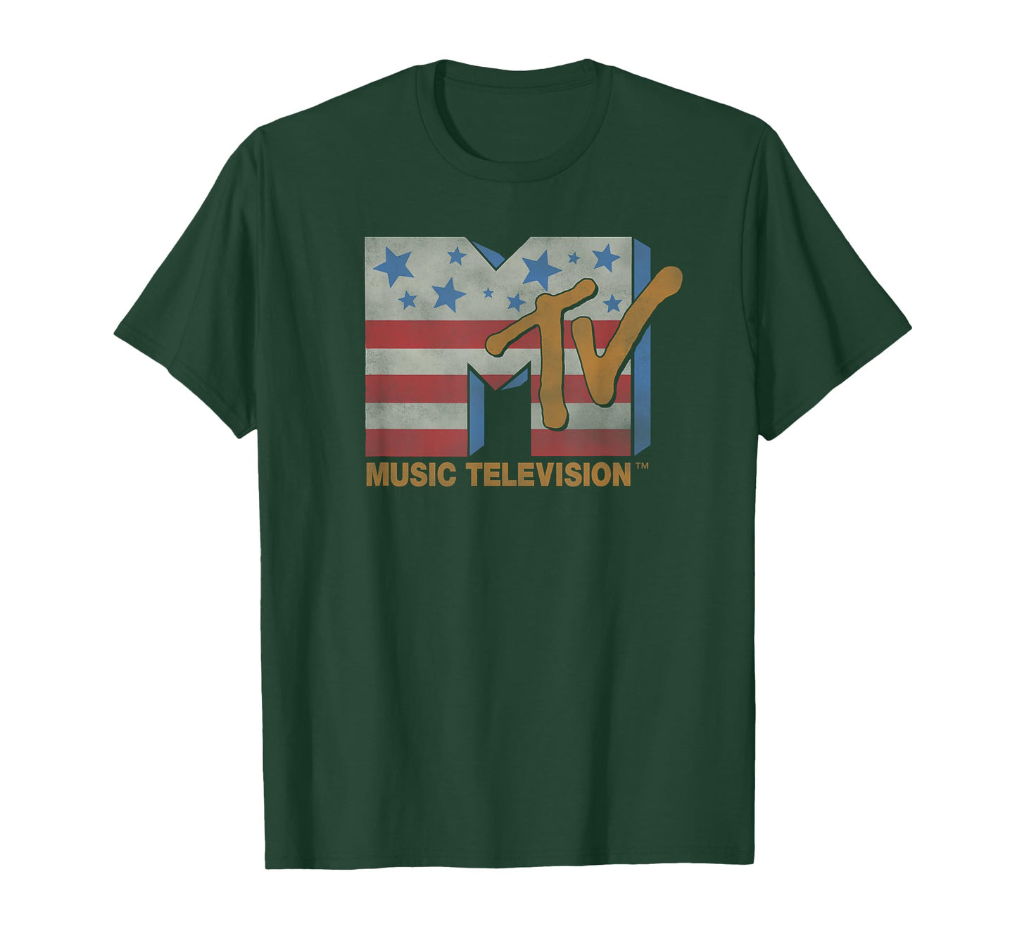 MTV Music Television American Flag Vintage Classic Logo T-Shirt