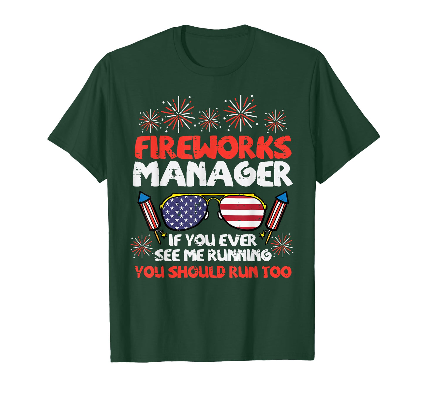 Fireworks Director Run Funny Fourth of July 4th Men Women T-Shirt