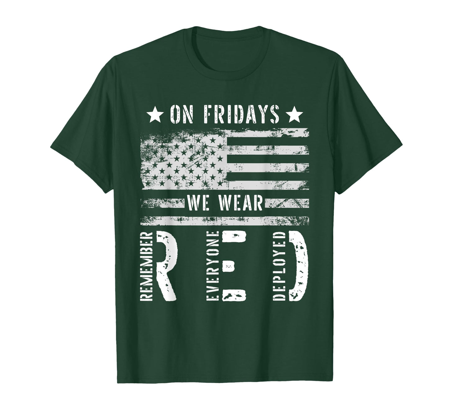On Friday We Wear Red American Flag Military Supportive T-Shirt