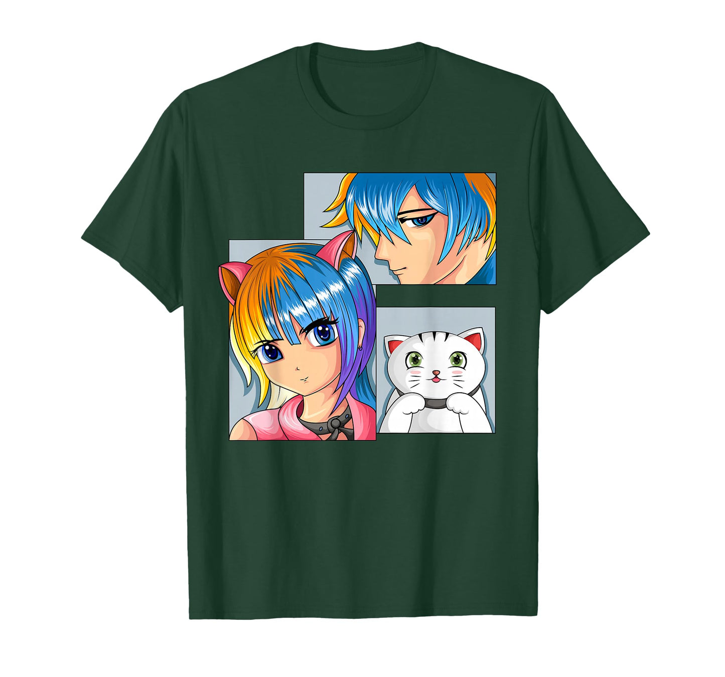 Anime Girls Cat Manga Merch Children Boys T-Shirt