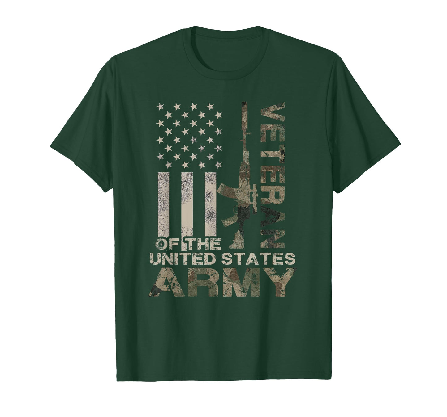 US Army T-Shirt | Military Green Camo Flag Retro Design Gift T-Shirt