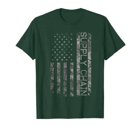 Funny Job Title Worker American Flag Supply Chain T-Shirt