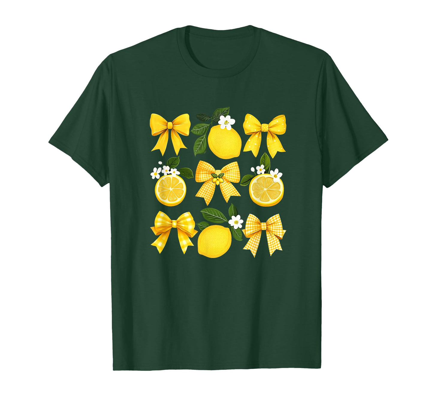 Cute Lemon Tropical Fruits Coquette Bows Summer Girl Women T-Shirt