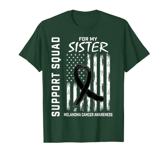 Melanoma Cancer Awareness Products Sister Support USA Flag T-Shirt