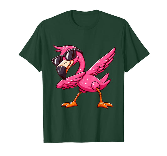 Dabbing Pink Flamingo Tropical Animal Lover Men Women Kids T-Shirt