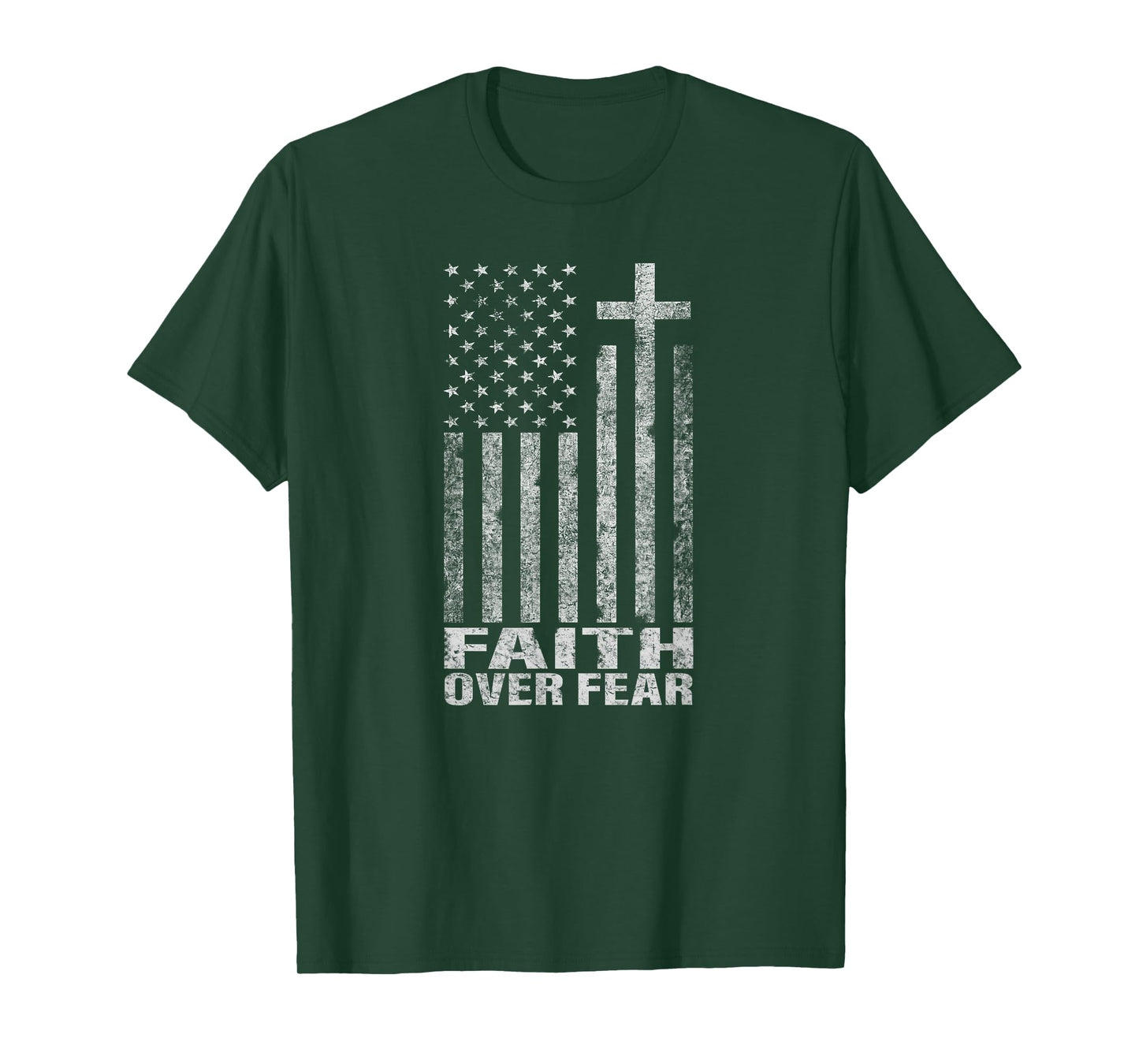 Faith Over Fear Cool Christian Flag Cross for Men Women Kids Short Sleeve T-Shirt