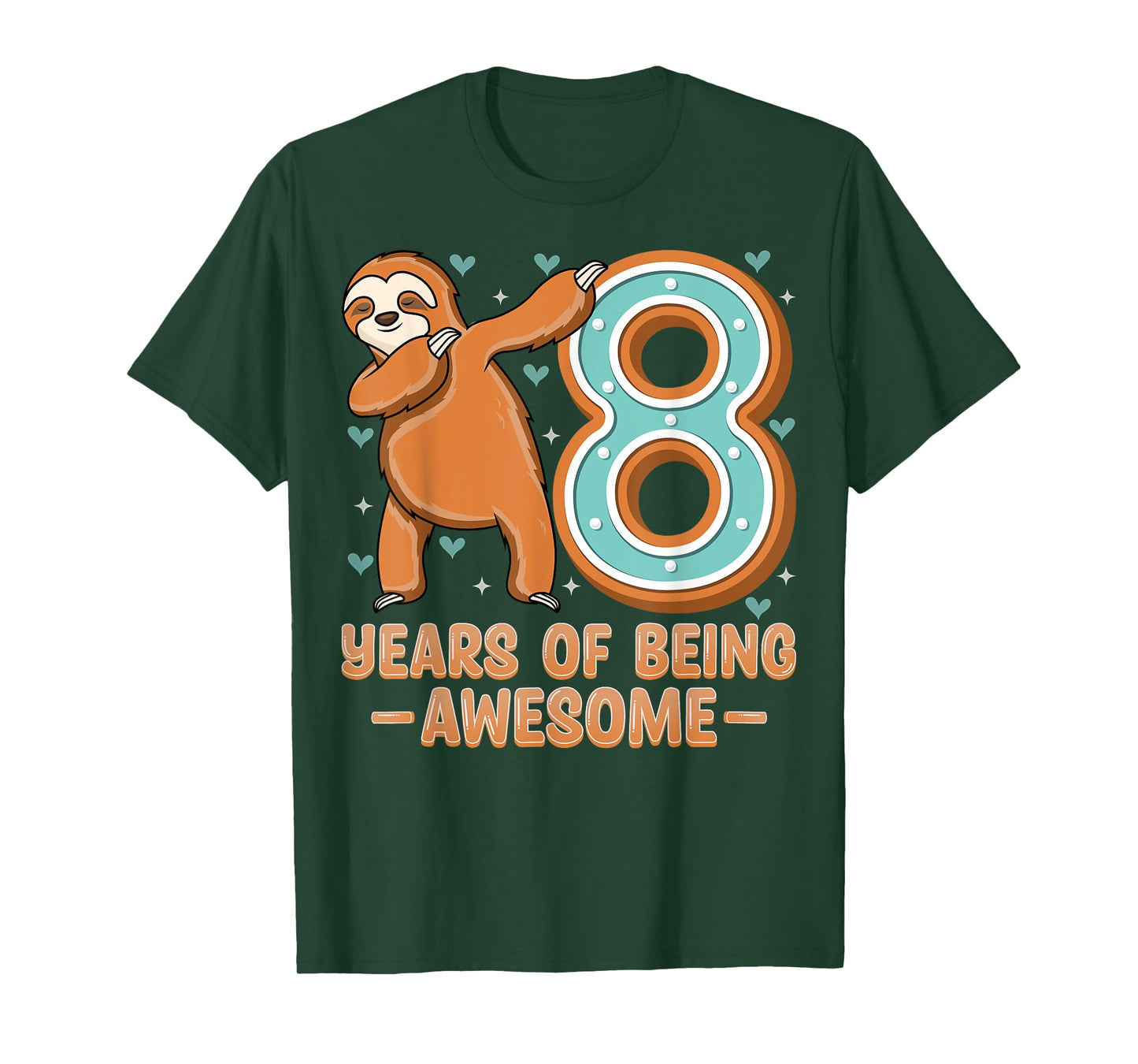 8 Years Of Being Awesome Sloth Dabbing 8th Birthday Kids T-Shirt