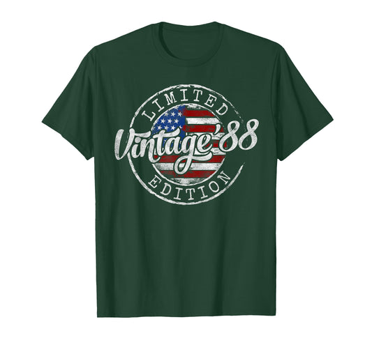 Vintage 1988 37th Birthday Gifts for Men Women 37 Year Old T-Shirt