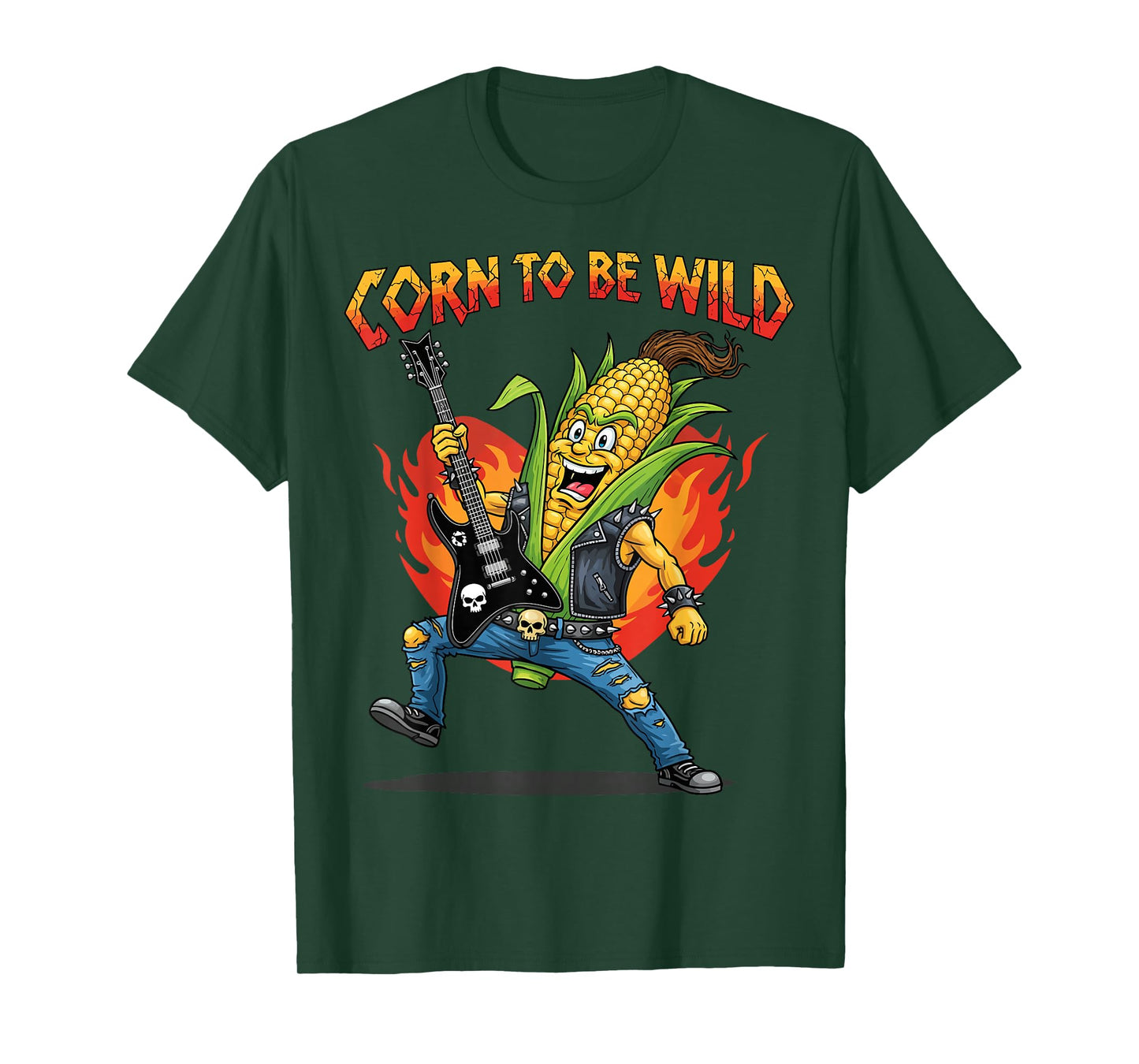 Corn to Be Wild Guitar Rocker Corn Cob Pun Funny Foodie T-Shirt
