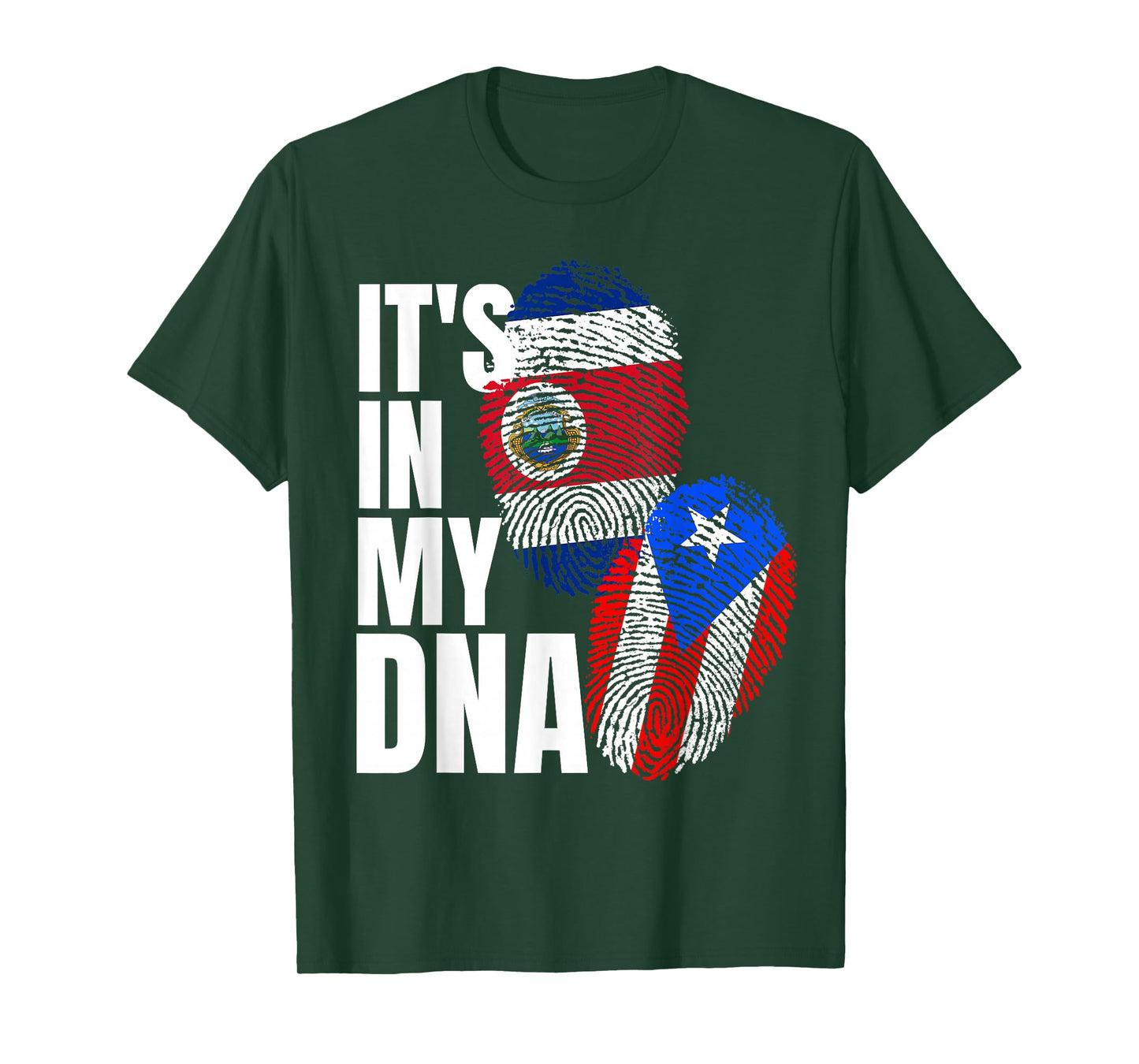 Costa Rican And Puerto Rican DNA Flag Heritage T-Shirt