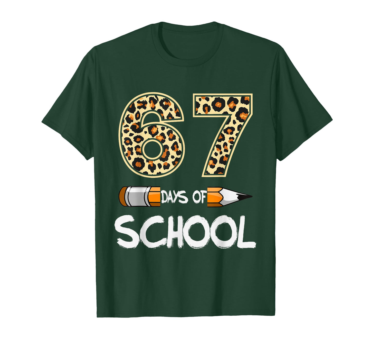 6 7 Meme Six Seven Leopard Teacher Kids 67 Days of School T-Shirt