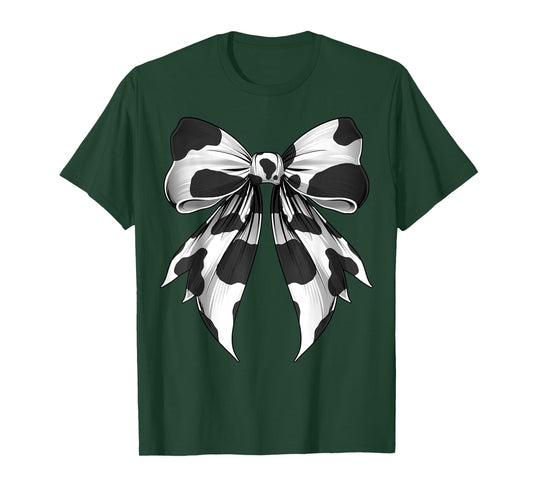 Coquette Bow Cow Pattern Cow Farmer Cow Farming T-Shirt