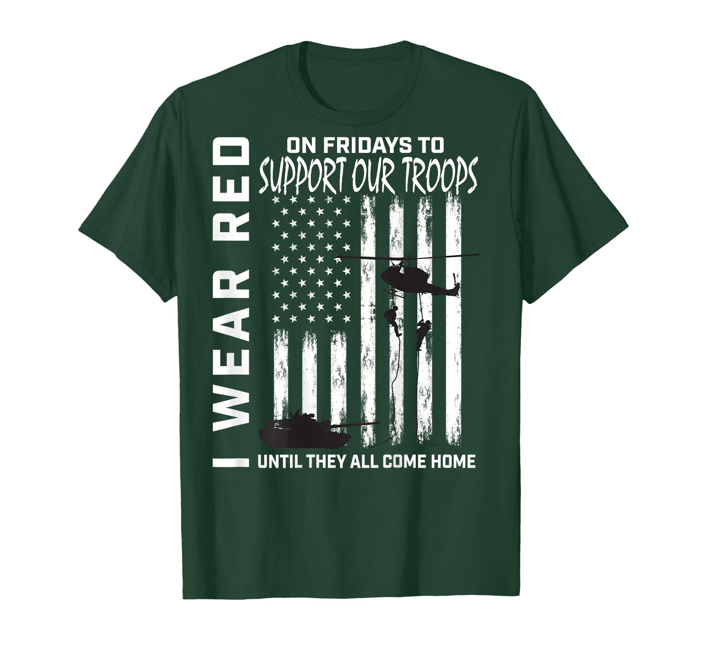Red Friday Military Veteran Support Our Troops American Flag T-Shirt