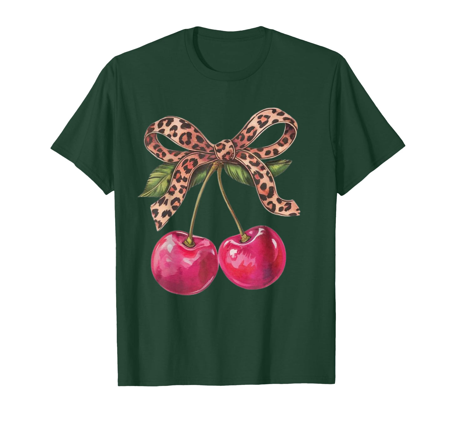 coquette leopard bow Cherries Leopard Bow Women Girls T-Shirt