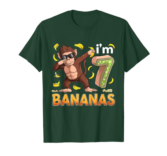 7 Year Old Monkey Birthday Safari Jungle Animal 7th B-day T-Shirt