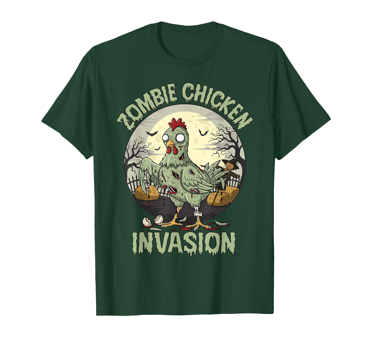 Zombie Chicken Invasion Funny Halloween T-Shirt