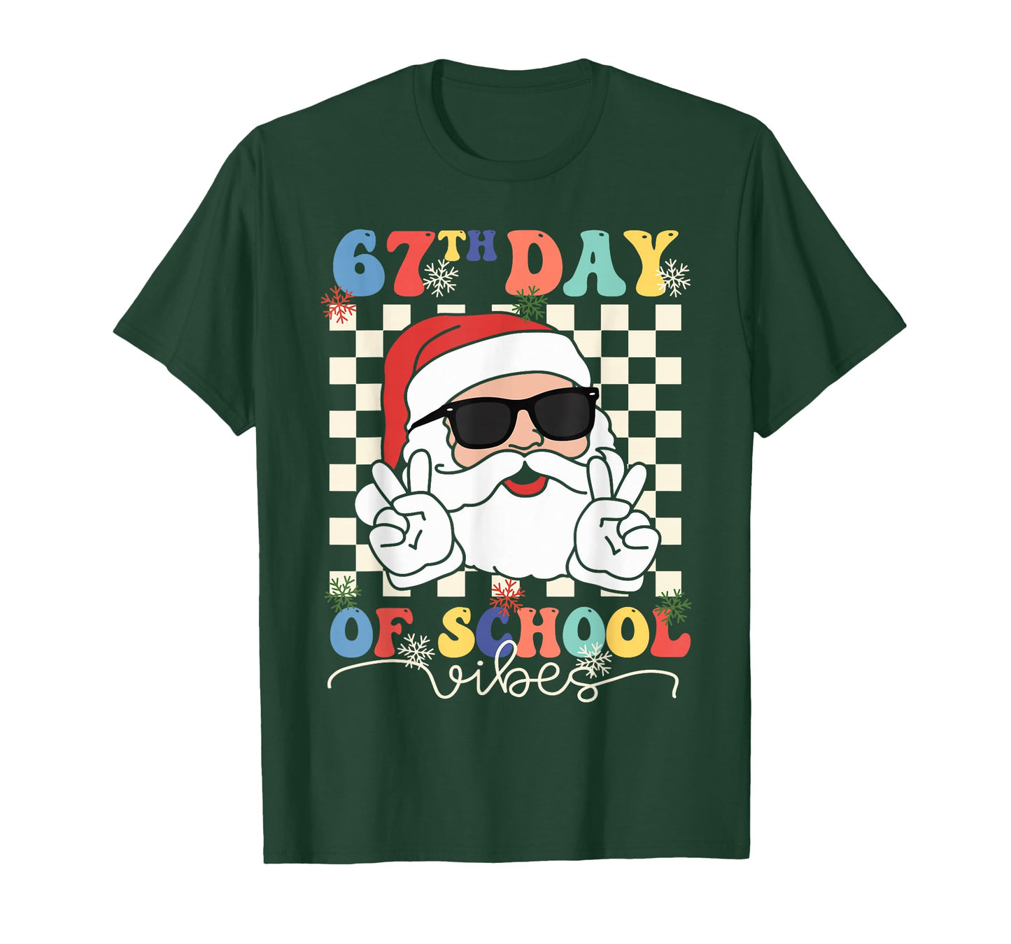 67th Day of School Vibe Funny Six Seven 67 Teacher Christmas T-Shirt