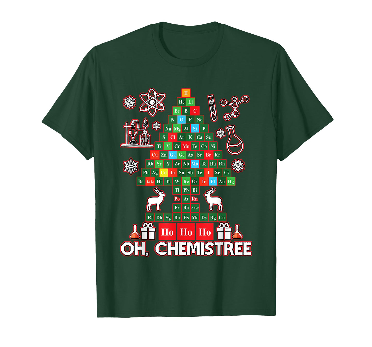Oh Chemistree Periodic Table Christmas Chemistry Teacher T-Shirt