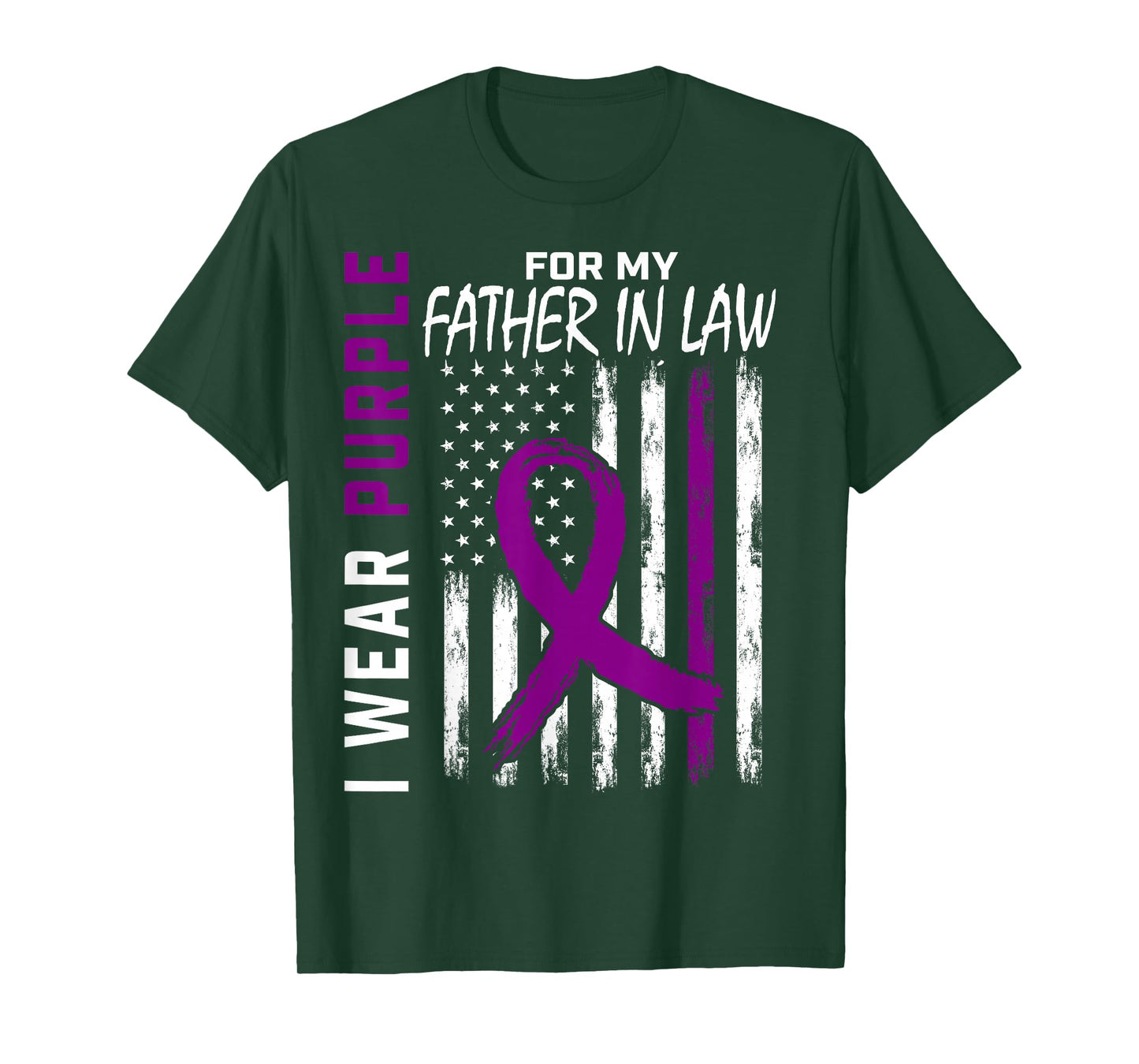 I Wear Purple For My Father In Law Lupus Awareness USA Flag T-Shirt