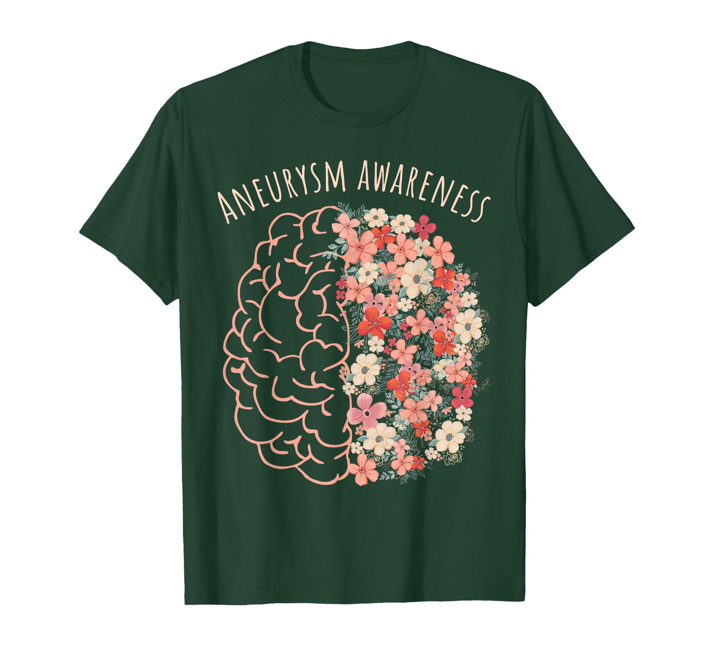 Aneurysm Awareness Brain Floral Aneurysm Warrior T-Shirt