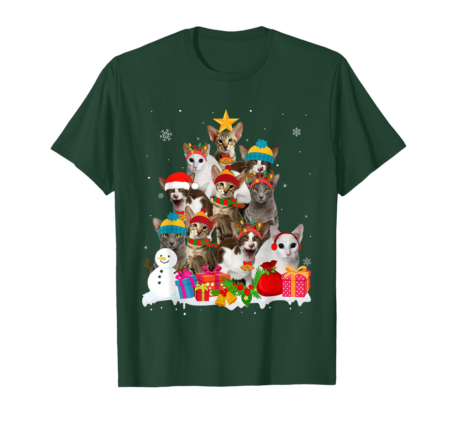 Funny Oriental Shorthair Christmas Tree Pet Cat Lover Gift Men Women Kids T-Shirt