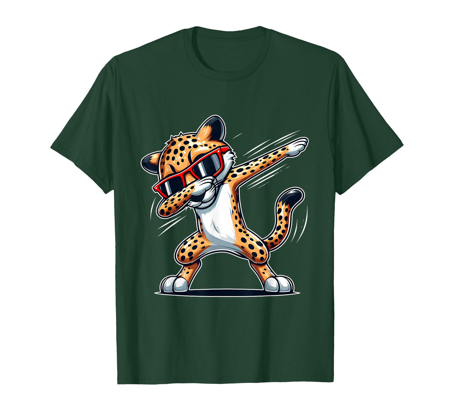 Dabbing Cheetah Wear Glasses Cute Funny Cheetah Animal T-Shirt