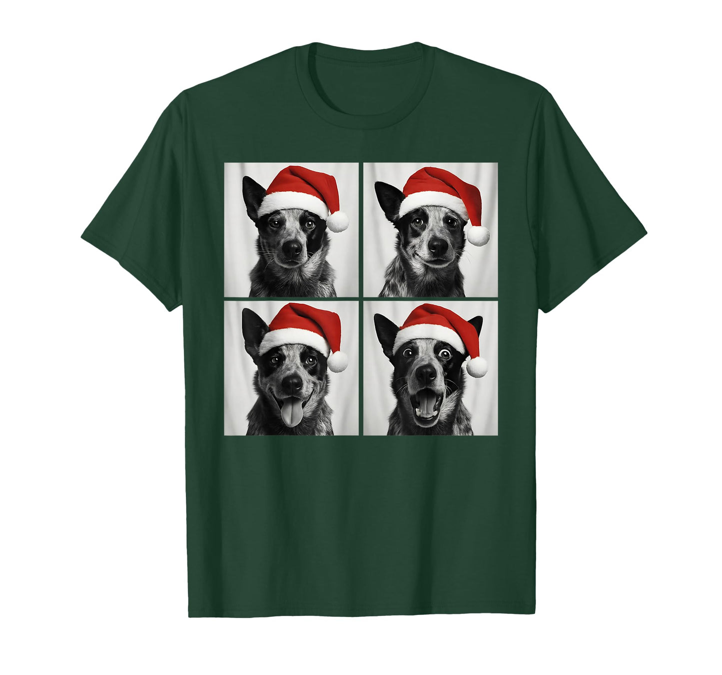 Funny Christmas Australian Cattle Dog Santa Photo Booth T-Shirt