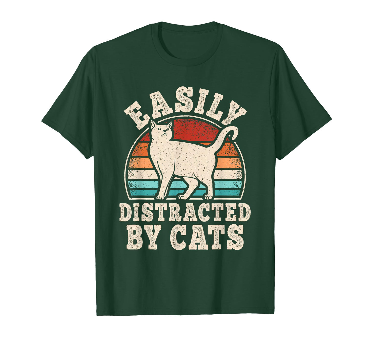 Easily Distracted by Cats Retro Cat Lover Vintage Men Women T-Shirt