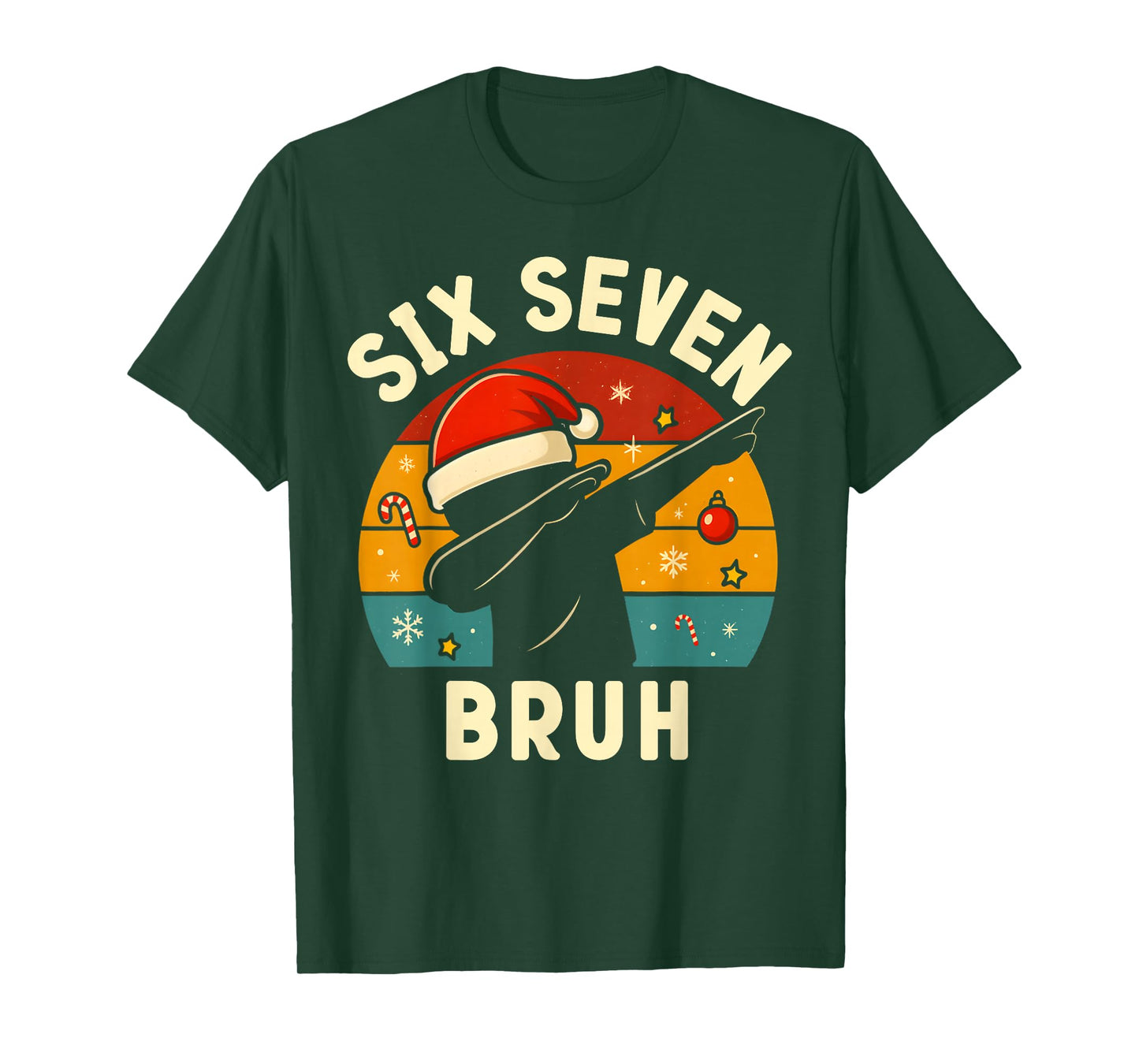 Funny 67 Christmas Dabbing Boy Bruh 6-7 Numbers 6 7 Meme T-Shirt