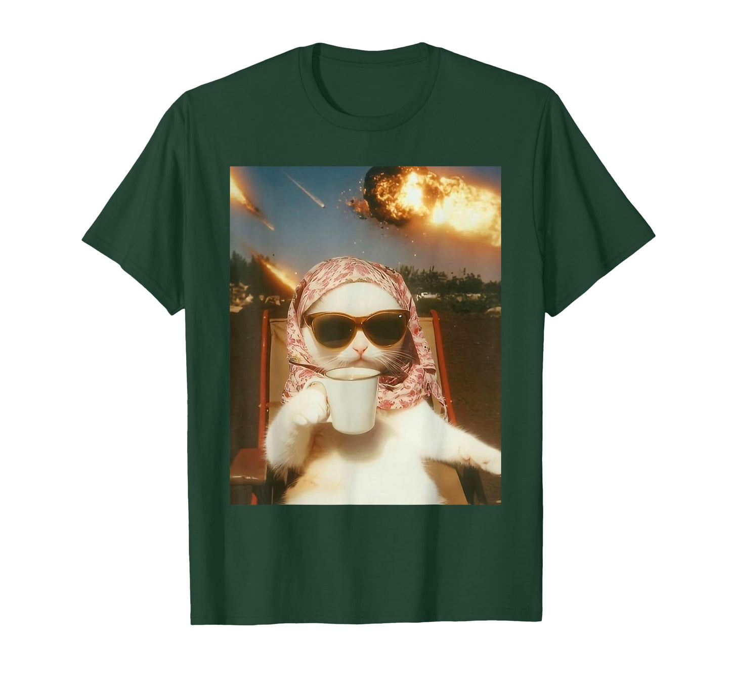 Funny Chill Cat Volcano Unhinged for Cat Lovers Man Women T-Shirt