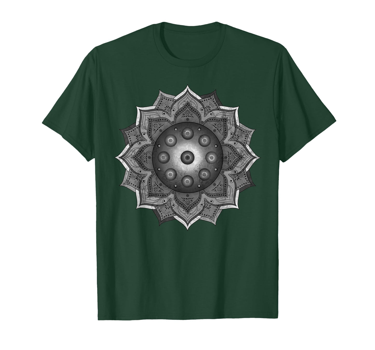 Handpan - Hang Drum Mandala - black grey white T-Shirt T-Shirt