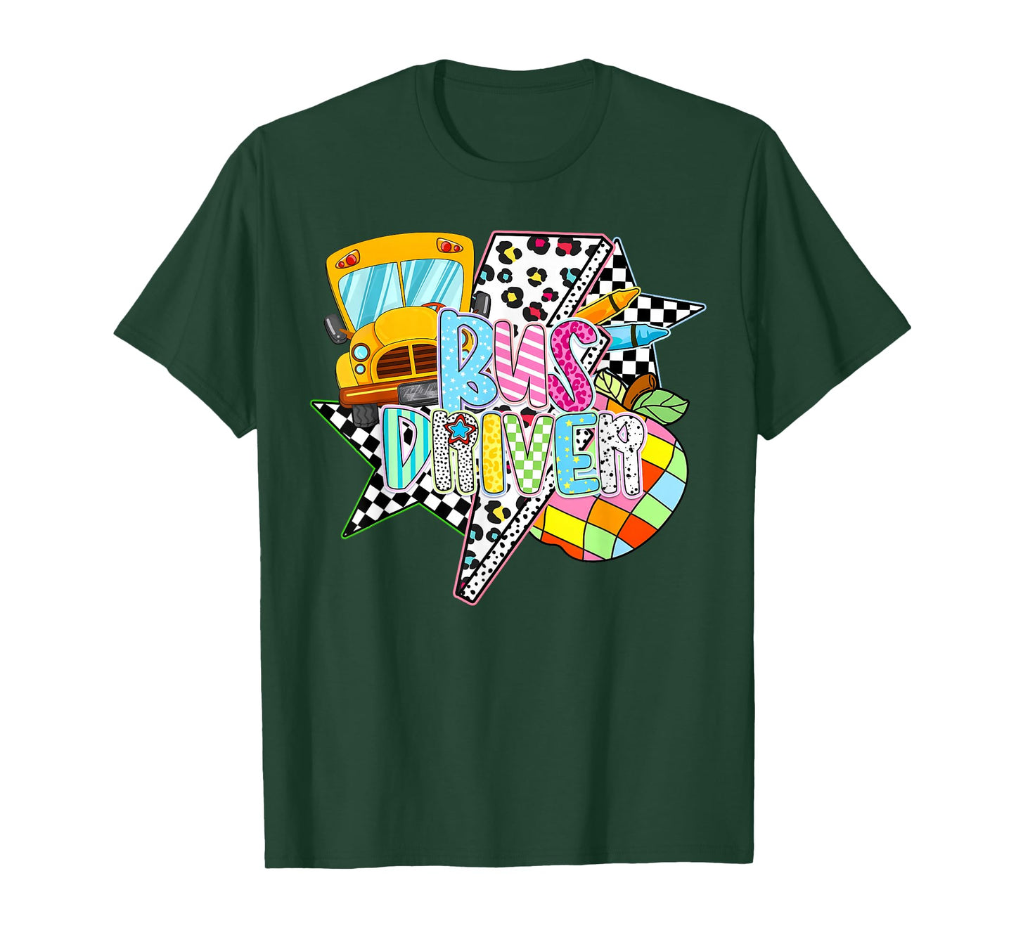 Bus Driver Lighting Back To School Happy First Day Men Women T-Shirt