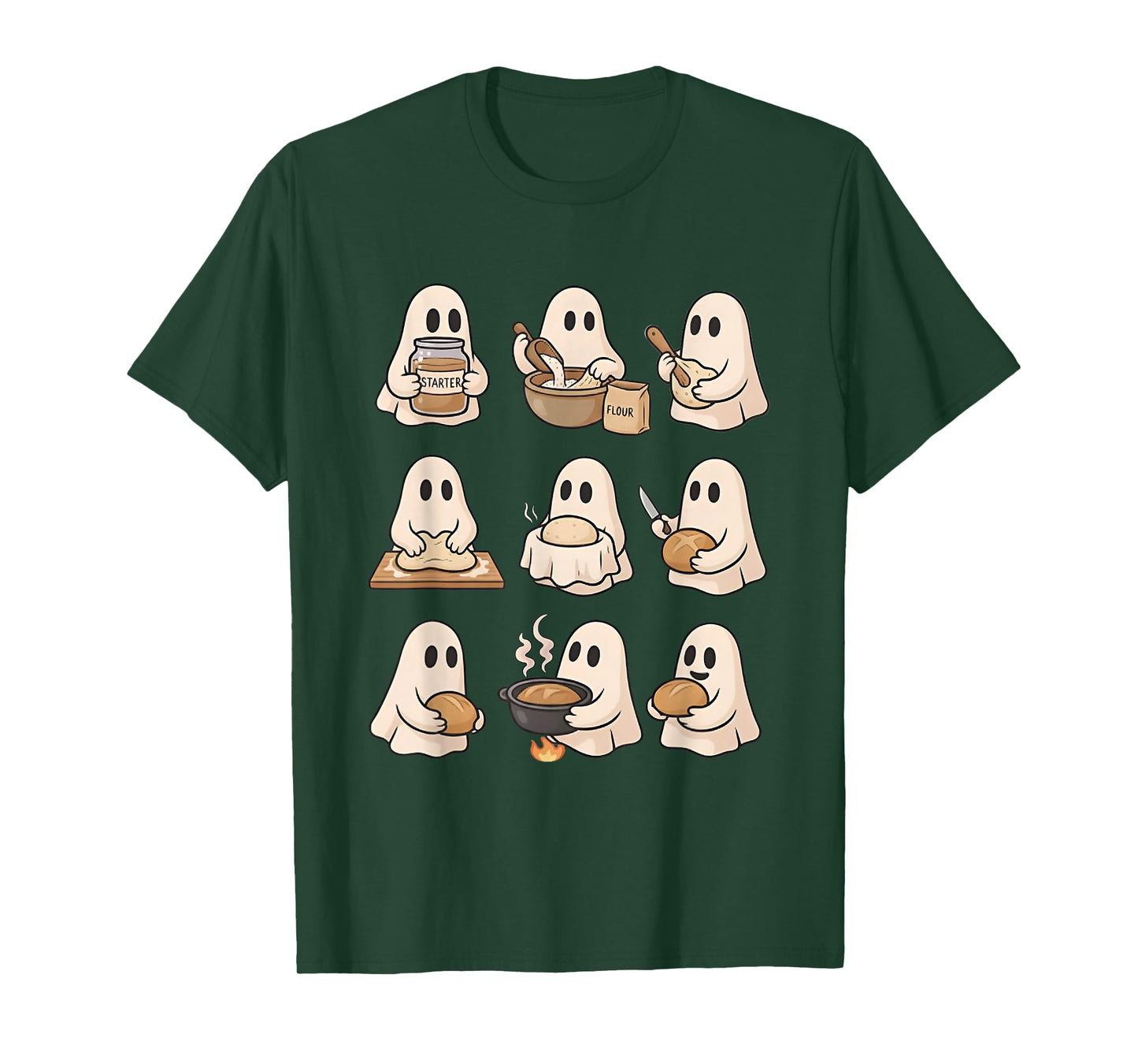 Cute Halloween Ghost Baking Bread Spooky Ghost Bake Bread T-Shirt