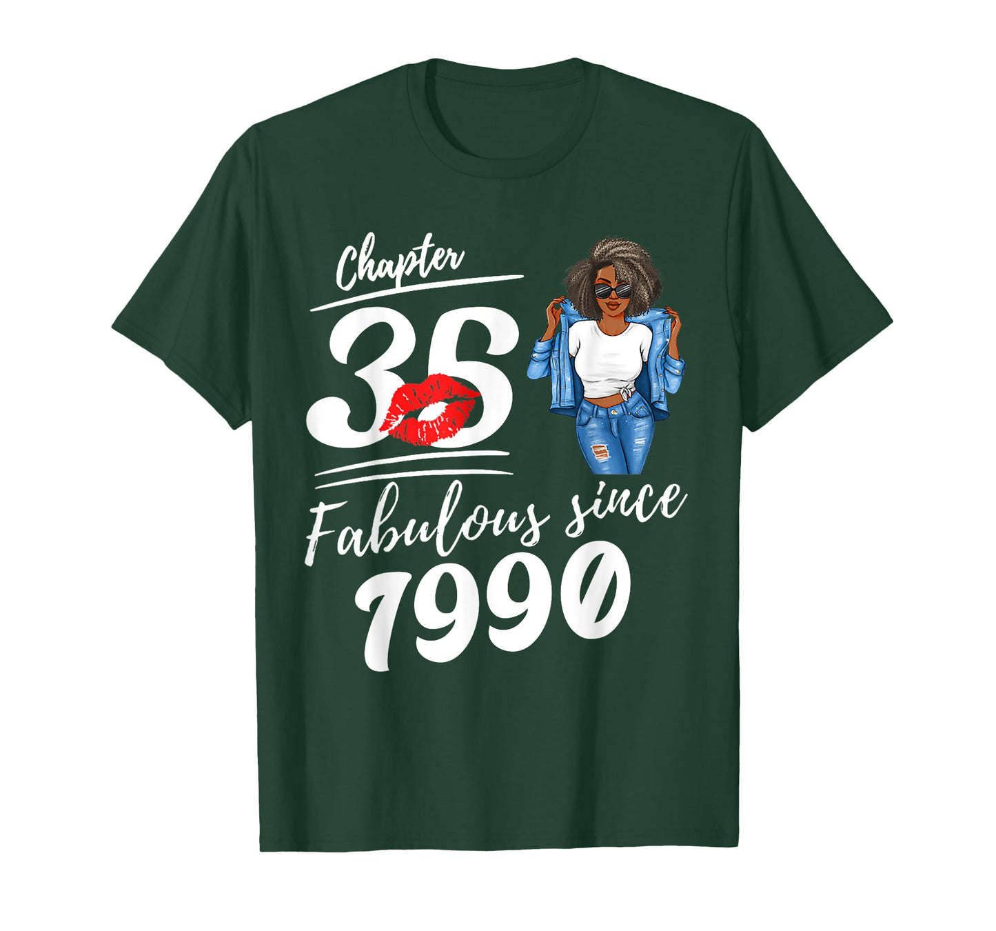Chapter 35 Fabulous Since 1990 35th Birthday Afro Black Girl T-Shirt