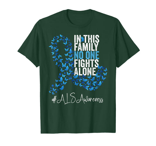 ALS Awareness Month Blue Ribbon Butterflies T-Shirt