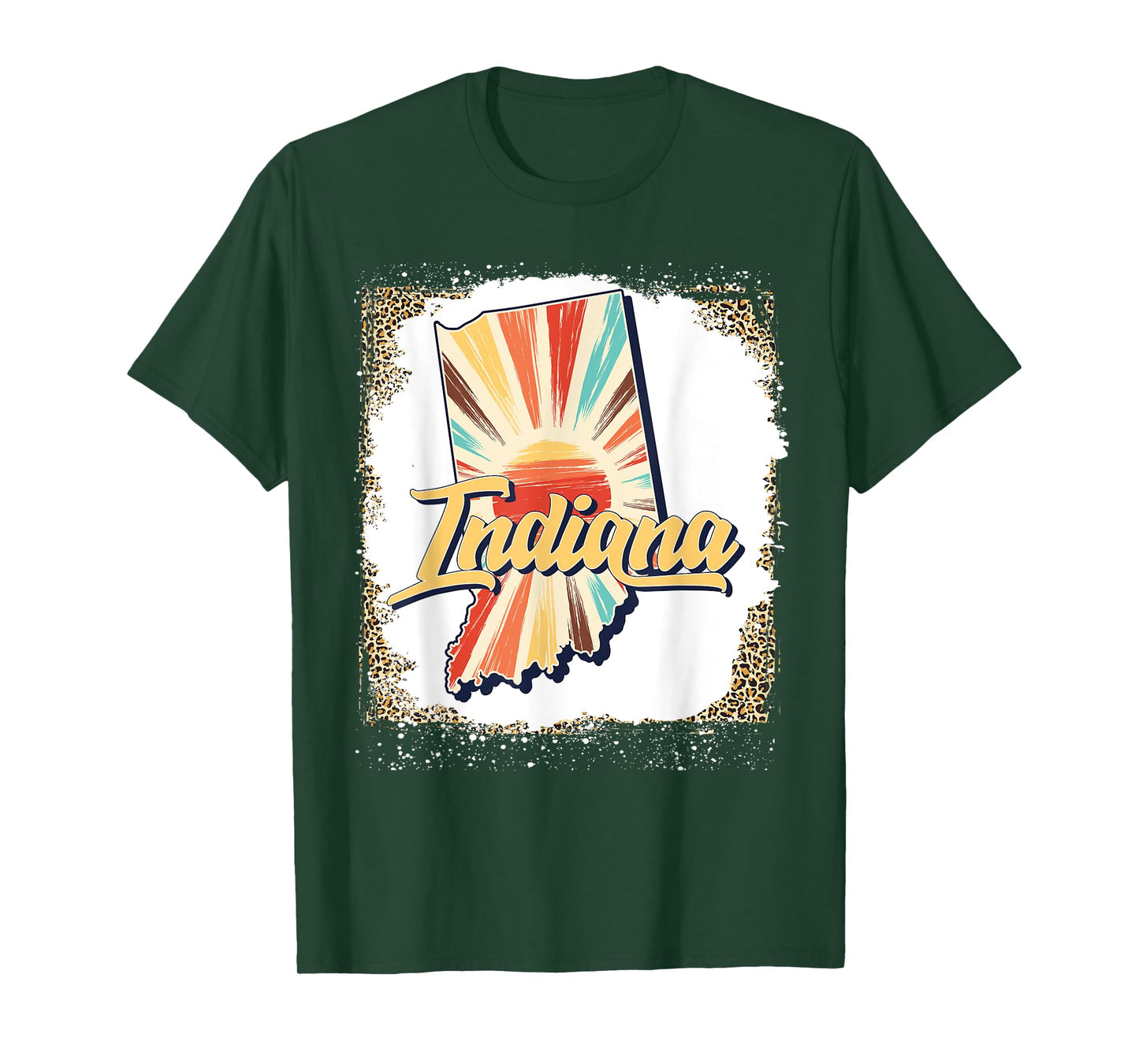 Vintage USA Indiana State Map Flag Souvenir Men Women Kids T-Shirt