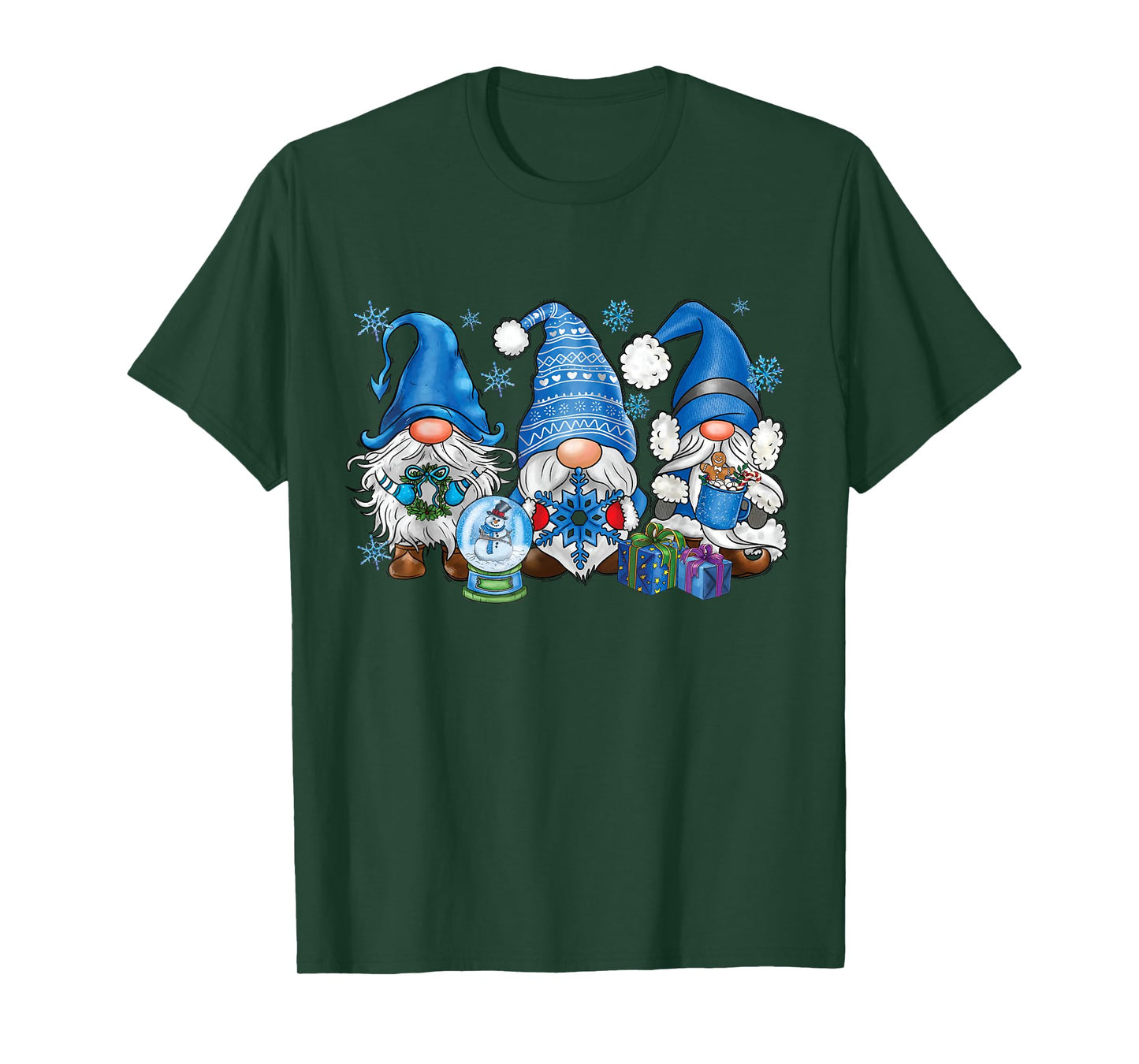 Snowman Gnomes in Blue Merry Christmas Gnomies Hello Winter T-Shirt