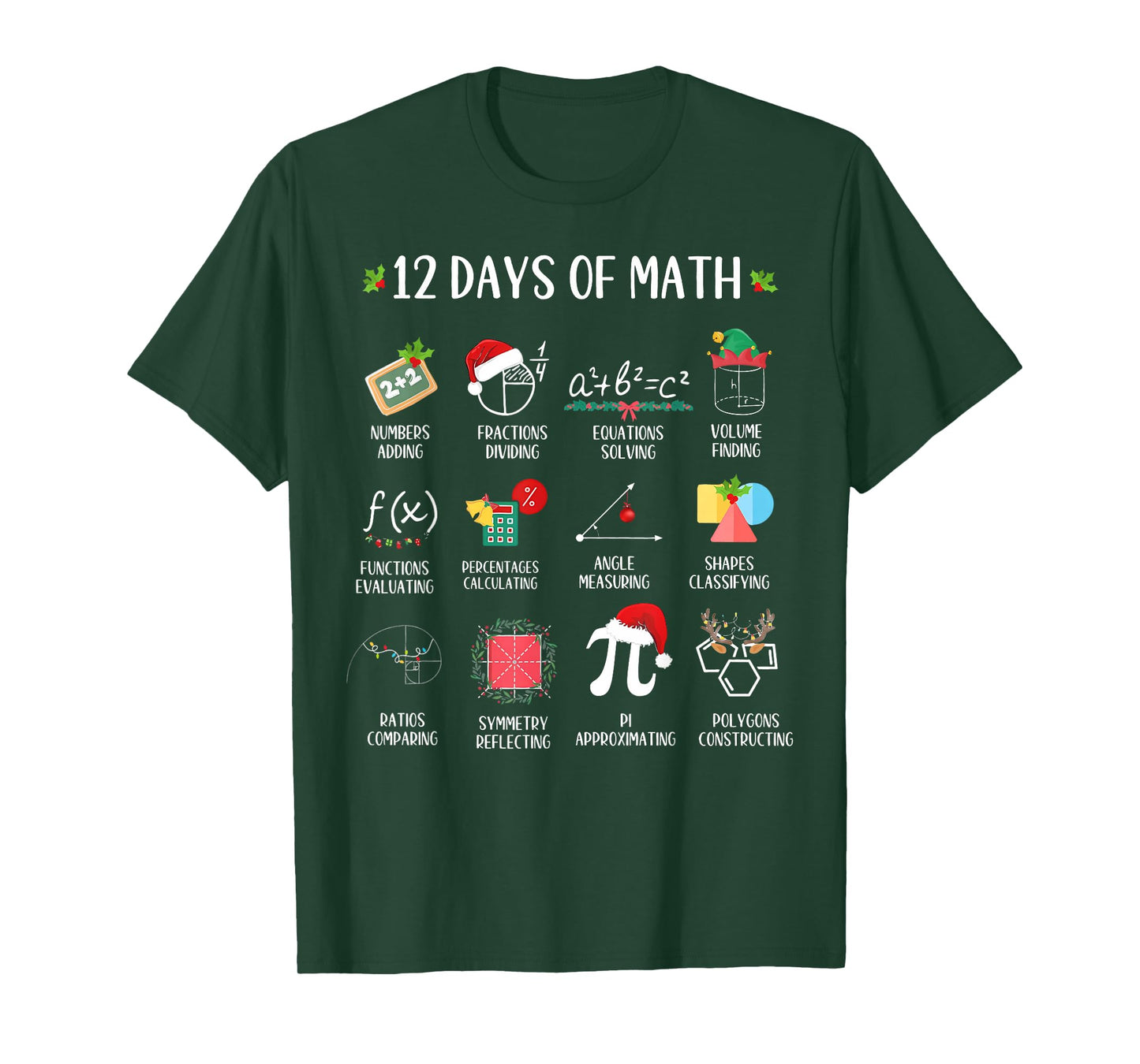 12 Days of Math Christmas Teacher Mathematics Xmas Holiday T-Shirt