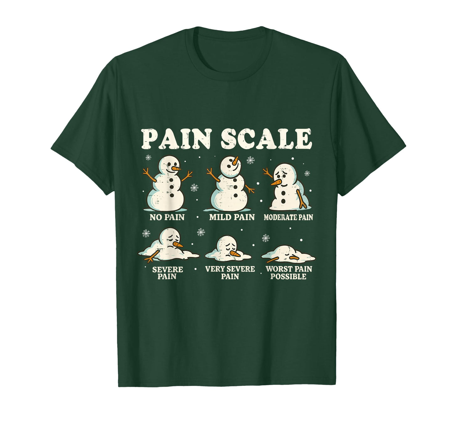 Christmas Pain Scale Snowman Funny Nurse ICU Nurse Xmas Pjs T-Shirt